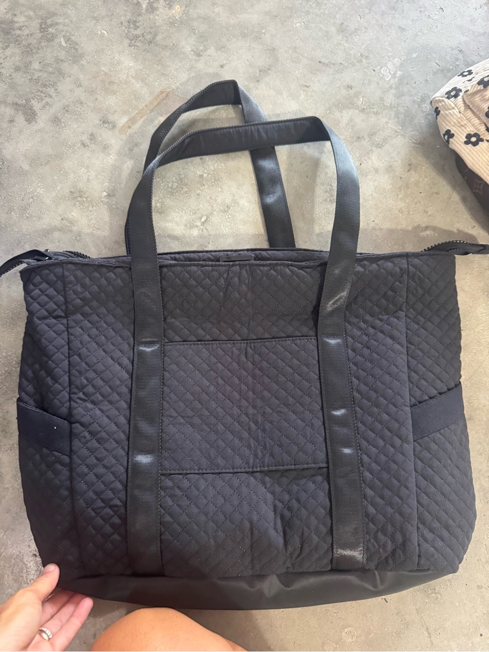 Quilted Black Tote Bag